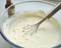 [Beaten fromage frais and mascarpone]